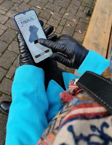 DIONA - Damskie eleganckie rękawiczki skórzane do ekranów dotykowych - rękawiczki touch screen