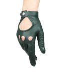 OLIVIA - Zielone damskie rękawiczki całuski, rękawiczki samochodowe