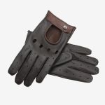 STAG - Wygodne męskie brązowe rękawiczki samochodowe - skóra z jelenia