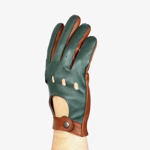 SHIFT - Rękawiczki samochodowe zielono-brązowe 