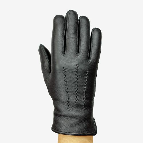 SOREN - Ciepłe rękawiczki ze skóry jelenia nordyckiego, czarne
