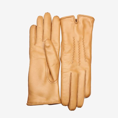 PARIS - Eleganckie damskie rękawiczki skórzane - camel