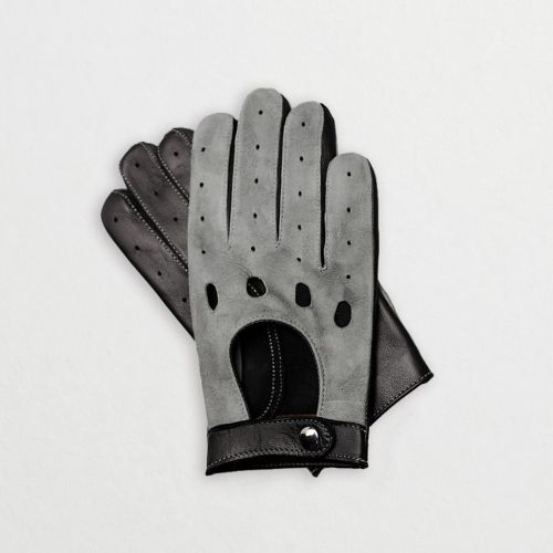 ROMA - Męskie rękawiczki do prowadzenia samochodu, czarno-szare