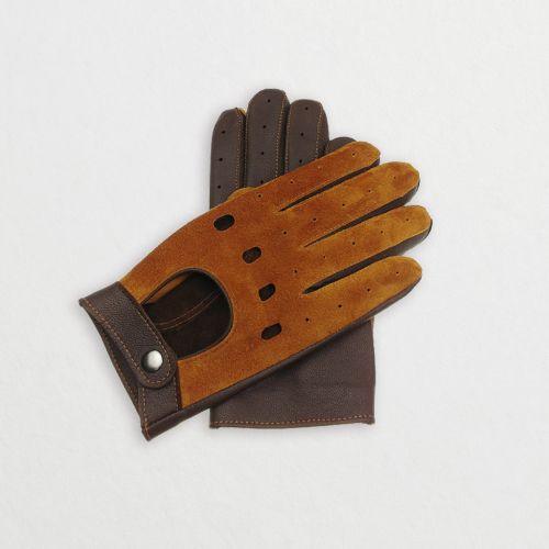 ROMA - Skórzane rękawiczki samochodowe - koniakowo brązowe 