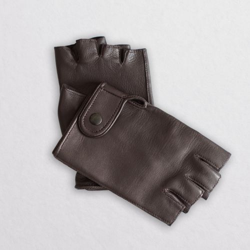 APEX HALF - Męskie rękawiczki skórzane bez palców - brązowe