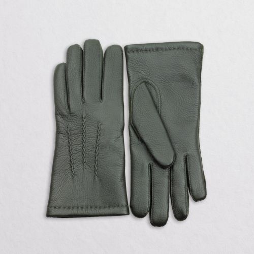 STARK - Ciepłe rękawiczki skórzane - skóra jelenia - ciemnozielone