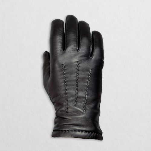 NOBLE - Klasyczne męskie rękawiczki ocieplane, miękka skóra nappa - czarne