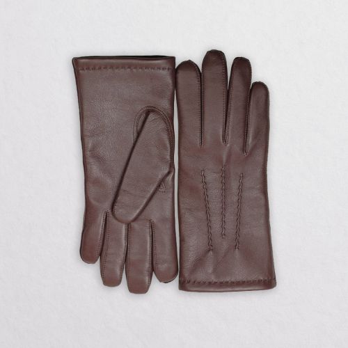 NOBLE - Męskie rękawiczki ocieplane - skóra naturalna, bordowe