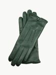 PARIS - Zielone, eleganckie damskie rękawiczki skórzane - ocieplane